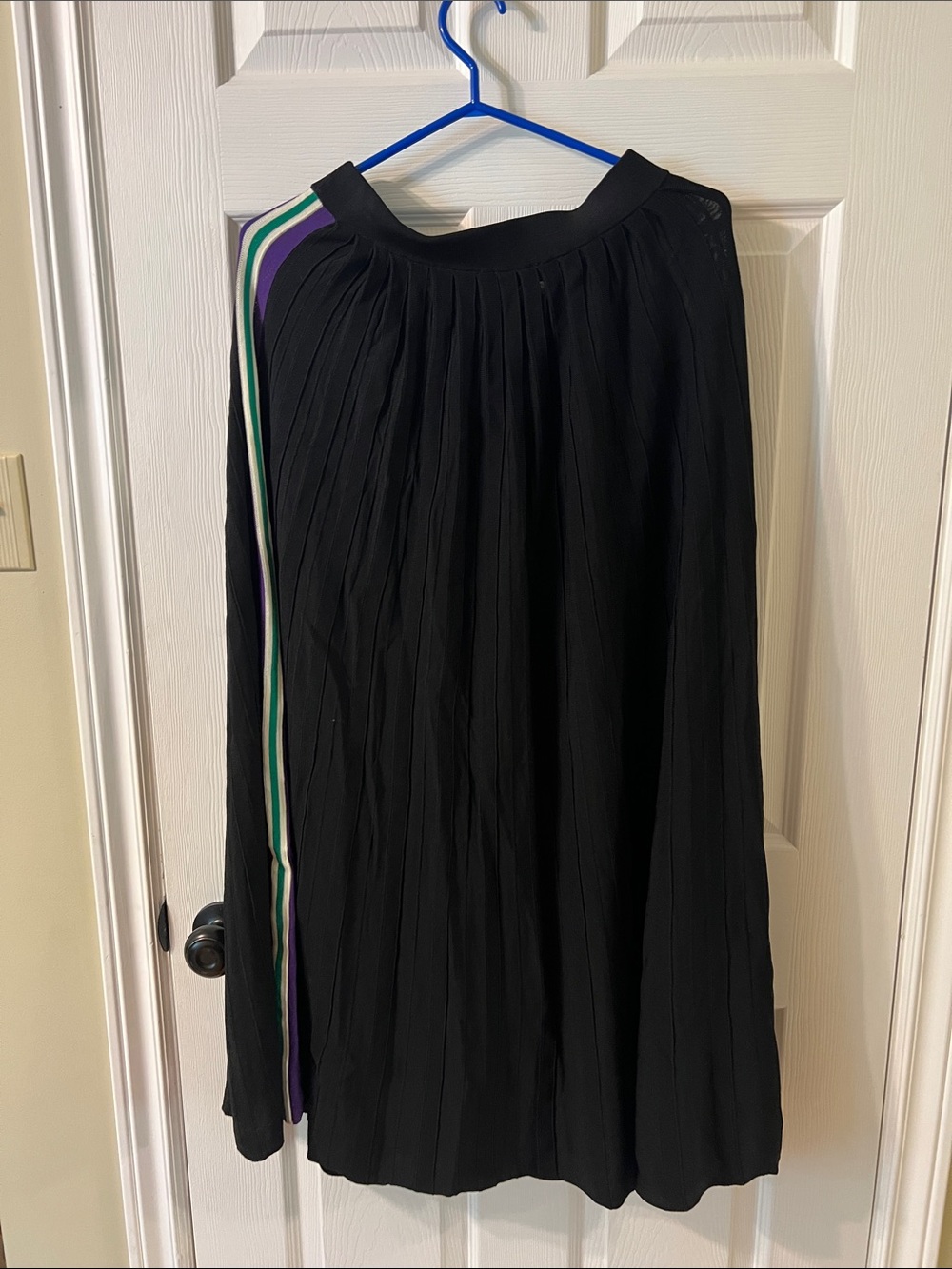 Black Maxi Skirt with Side Stripe